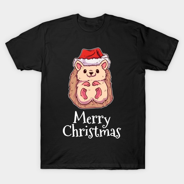 Merry Christmas Hedgehog Santas Hat Hedgehog T-Shirt by TheTeeBee